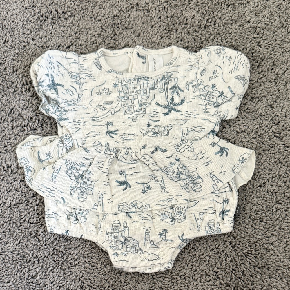 Gerber Modern Moments Cream and Blue Baby Outfit